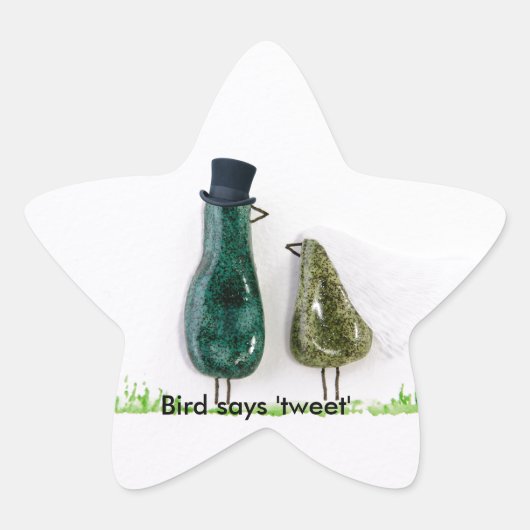 Bird zegt 'tweet' ster sticker (Voorkant)