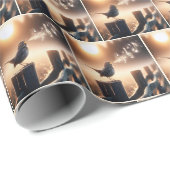 Bird zingen een lied op een hekpaal cadeaupapier (Rol Hoek)