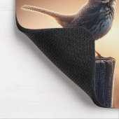 Bird zingt een lied op een hekpaal muismat (Hoek)