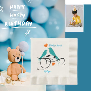 Bird zo lief, Waterverf Sinaasappel Hearts Paper Servet