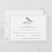  Bird zwart-wit bruiloft RSVP Kaart (Voorkant)