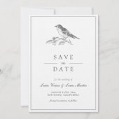 Bird zwart-wit Save the Date Kaart (Voorkant)