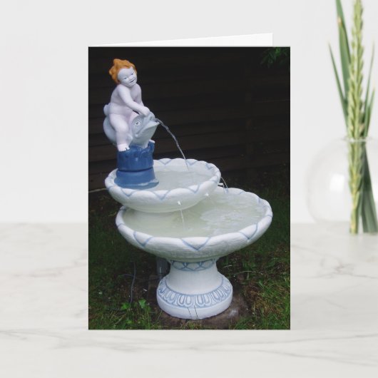 Birdbat Fountain stromend water #1 Birthday Card Kaart (Voorkant)