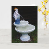 Birdbat Fountain stromend water #1 Birthday Card Kaart (Gele Bloem)