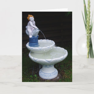 Birdbat Fountain stromend water #1 Birthday Card Kaart