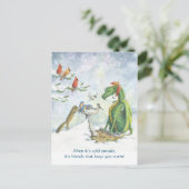 Birdbath Holiday Dragon postcard Feestdagenkaart (Staand voorkant)