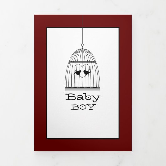 Birdcage 4 Fotocollage Baby Geboorte Drieluik Aankondiging (Cover)