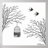  Birdcage Bare Branch Swallow Poster (Voorkant)