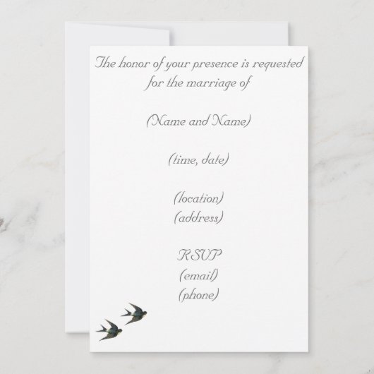  Birdcage Bare Branch Swallows Wedding Kaart (Achterkant)