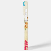 Birdcage Bird Pink Coral Aqua Damask iPhone Case (Achterkant / Links)