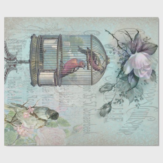 Birdcage Blossom Cadeaupapier (Vlak)