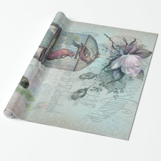 Birdcage Blossom Cadeaupapier (Uitgerold)