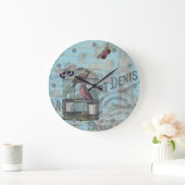  Birdcage Blue Parisian Shabby Chic Grote Klok (Huis)