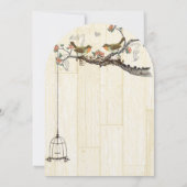 Birdcage Coral & Grey  Birds Wedding Invite Kaart (Achterkant)