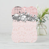 Birdcage Damask Acorn Tortelduifjes Kaart (Staand voorkant)