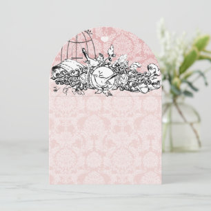 Birdcage Damask Acorn Tortelduifjes Kaart