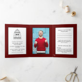  Birdcage Dark Red Baby shower Suite Drieluik Uitnodiging (Binnen)