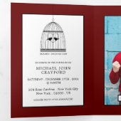 Birdcage Dark Red Baby shower Suite Drieluik Uitnodiging (Binnenzijde eerst)