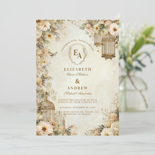  Birdcage Garden Celebration Kaart (Staand voorkant)