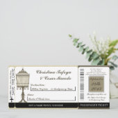 Birdcage/Grey Str Boarding Pass Wedding Invitation Kaart (Staand voorkant)