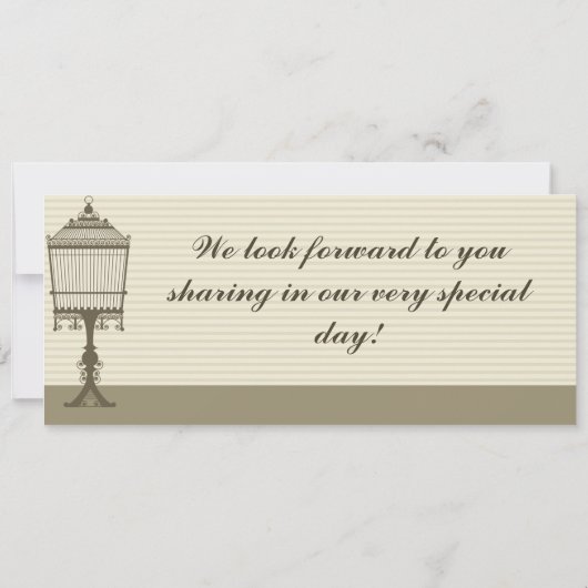 Birdcage/Grey Str Boarding Pass Wedding Invitation Kaart (Achterkant)