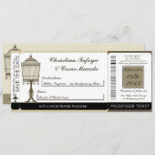 Birdcage/Grey Str Boarding Pass Wedding Invitation Kaart (Voorkant / Achterkant)