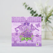 Birdcage-Kaart bij geboorte en Gem February Kaart (Staand voorkant)