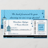 Birdcage/Roze Str Boarding Pass Weduwen Uitnodigin Kaart (Voorkant / Achterkant)