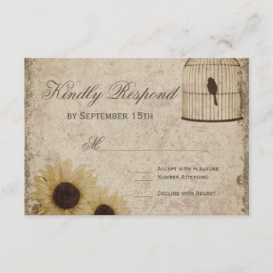  Birdcage Rustic Sunflower Weddenschap RSVP