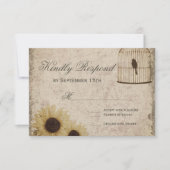 Birdcage Rustic Sunflower Weddenschap RSVP (Voorkant)