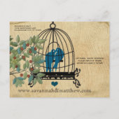 Birdcage Save the Date on Wood Grain Briefkaart (Achterkant)
