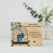 Birdcage Save the Date on Wood Grain Briefkaart (Staand voorkant)