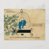Birdcage Save the Date on Wood Grain Briefkaart (Achterkant)