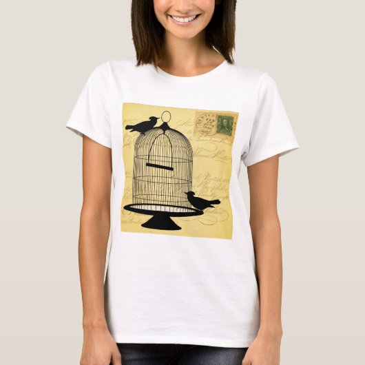 Birdcage Silhouette en handschrift T-shirt (Voorkant)