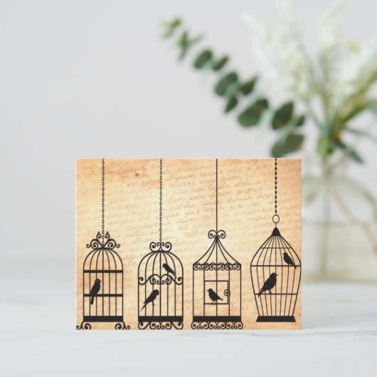 Birdcage Silhouettes Briefkaart (Staand voorkant)