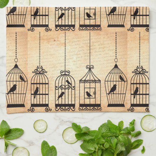 Birdcage Silhouettes Theedoek (Gevouwen)