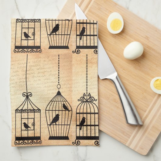 Birdcage Silhouettes Theedoek (Quarter Fold)