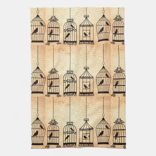 Birdcage Silhouettes Theedoek (Verticaal)