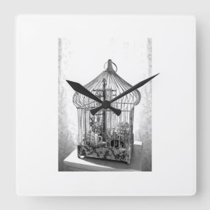  BIRDCAGE WALL CLOCK VIERKANTE KLOK