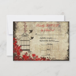 Birdcage Wedding RSVP Rood Kaartje