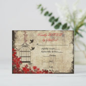  Birdcage Wedding RSVP Rood Kaartje (Staand voorkant)