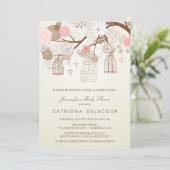  BIRDCAGES FLORAL BABY SHOWER INVITATION KAART (Staand voorkant)
