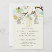  BIRDCAGES FLORAL SPRING WEDDING INVITATION KAART (Voorkant)