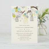  BIRDCAGES FLORAL SPRING WEDDING INVITATION KAART (Staand voorkant)