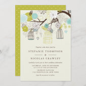  BIRDCAGES FLORAL SPRING WEDDING INVITATION KAART (Voorkant / Achterkant)