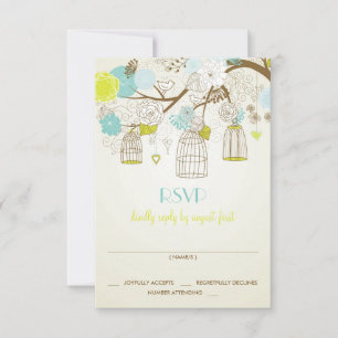 BIRDCAGES FLORAL SPRSVP-KAART RSVP KAARTJE