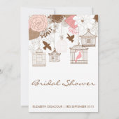  Birdcages Flowers Bridal Shower Invitation Kaart (Achterkant)