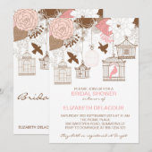  Birdcages Flowers Bridal Shower Invitation Kaart (Voorkant / Achterkant)