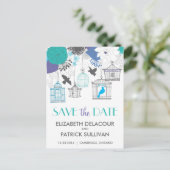 Birdcages & Flowers Sla het Briefkaart Datum op (Staand voorkant)