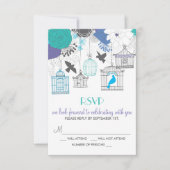  Birdcages Spring Floral RSVP-kaart RSVP Kaartje (Voorkant)